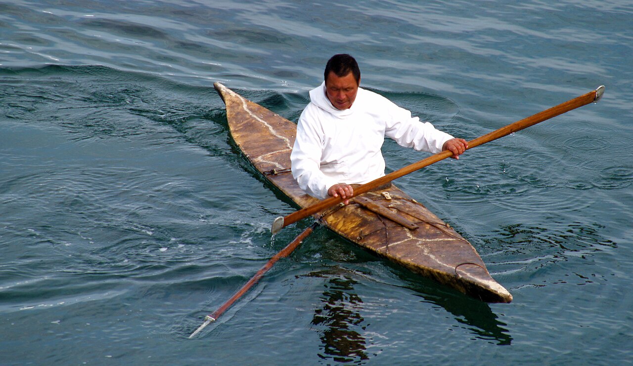 Inuit hunter in a kayak